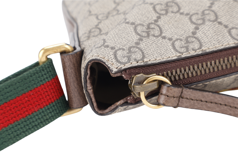 GUCCI ZIP GG SUPREME MESSENGER BAG BROWN CANVAS GOLD HARDWARE NO DUST COVER