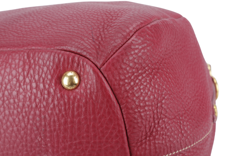 PRADA 2WAY TOTE (BN2318) FUCHSIA VITELLO DAINO LEATHER GOLD HARDWARE WITH STRAPS AND CARD