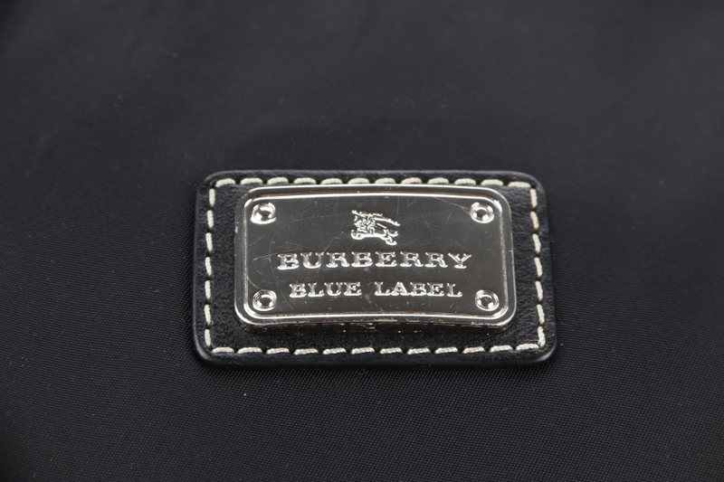 BURBERRY NOVA CHECK BLUE LABEL BLACK NYLON SILVER HARDWARE WITH STRAP