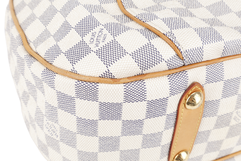 LOUIS VUITTON N55215 GALLIERA PM DAMIER AZUR CANVAS HOBO BAG GOLD HARDWARE WITH DUST COVER