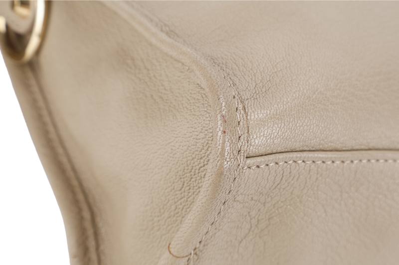 BALENCIAGA SMALL METALLIC EDGE CLASSIC CITY TOTE BEIGE CALFSKIN LEATHER GOLD HARDWARE WITH DUST COVER, STRAPS AND MIRROR