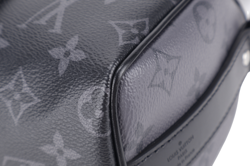 LOUIS VUITTON M46271 SPEEDY BANDOULIERE 25 MONOGRAM ECLIPSE CANVAS SILVER HARDWARE WITH STRAPS, DUST COVER AND BOX