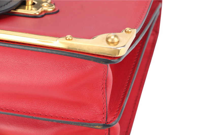 PRADA CAHIER SHOULDER BAG RED, BLACK SAFFIANO LEATHER NO DUST COVER