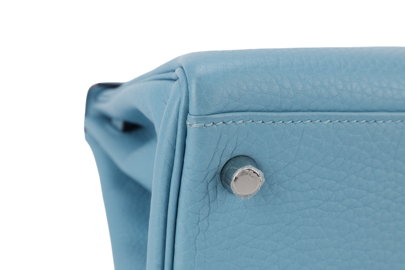 HERMES KELLY 32 BLUE ATOLL CLEMENCE SILVER HARDWARE STAMP X (YEAR 2016) WITH KEYS&LOCK, STRAPS, DUST COVER AND BOX