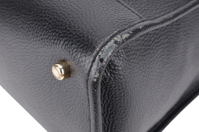 COACH DEMPSEY TOTE BAG 22 WITH COACH PATCH BLACK REFINED PEBBLE LEATHER GOLD HARDWARE WITH STRAPS AND DUST COVER