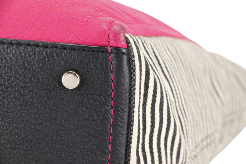 KATE SPADE NEW YORK COBBLE HILL HAYLEY TOTE PINK CALFSKIN LEATHER, CANVAS AND  SILVER HARDWARE WITH STRAPS NO DUST COVER