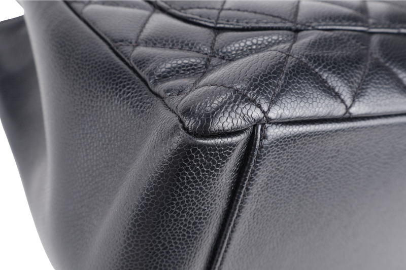 CHANEL GST BLACK CAVIAR LEATHER (2015xxxx) SILVER HARDWARE WITH CARD NO DUST COVER AND NO BOX