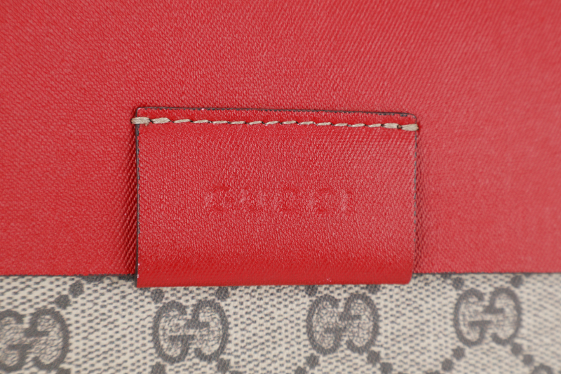 GUCCI GG SUPREME NO LONGER NOT YET LARGE CLUTCH RED LEATHER-CANVAS WITH DUST COVER