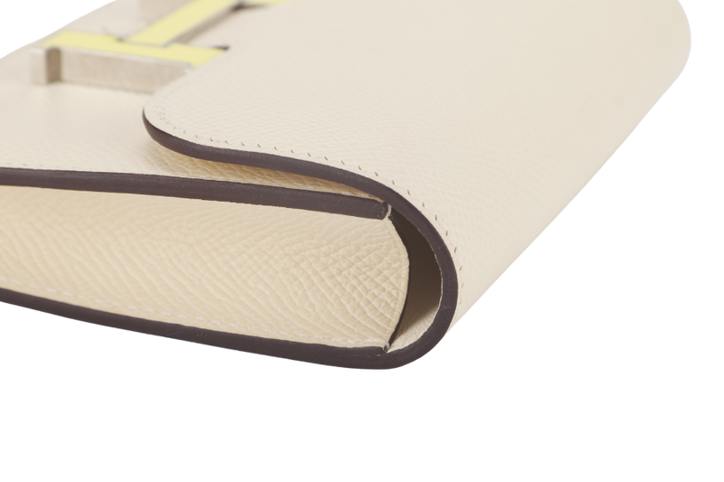 HERMES CONSTANCE SLIM NATA EPSOM WITH CITRON LAQUER HARDWARE WITH DUST COVER AND BOX