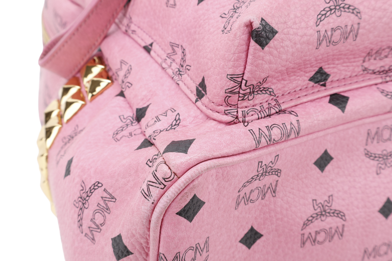 MCM STARK BACKPACK IN PINK VISETORS LEATHER GOLD HARDWARE NO DUST COVER