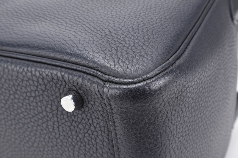 HERMES LINDY 30 BLACK CLEMENCE LEATHER PALLADIUM HARDWARE [STAMP X ( YEAR 2016)] WITH DUST COVER