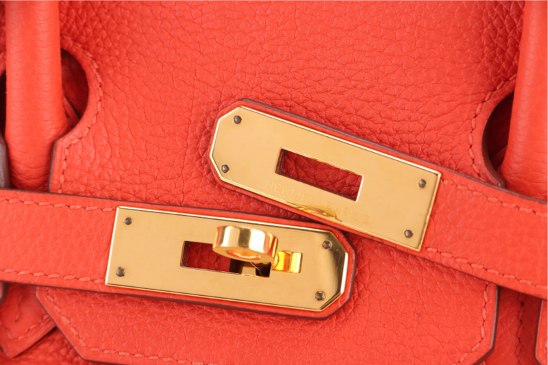 HERMES BIRKIN 30 FEU TOGO GOLD HARDWARE STAMP X (YEAR 2016) WITH LOCK&KEYS AND DUST COVER