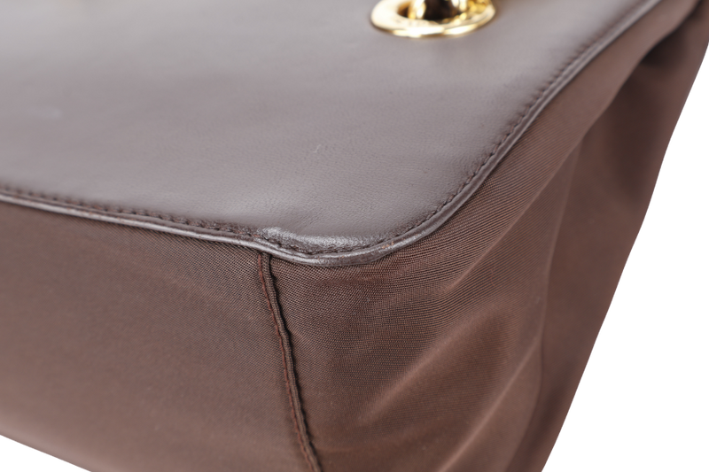 PRADA DARK BROWN NAPPA LEATHER SHOULDER CHAIN BAG GOLD HARDWARE NO CARD NO DUST COVER