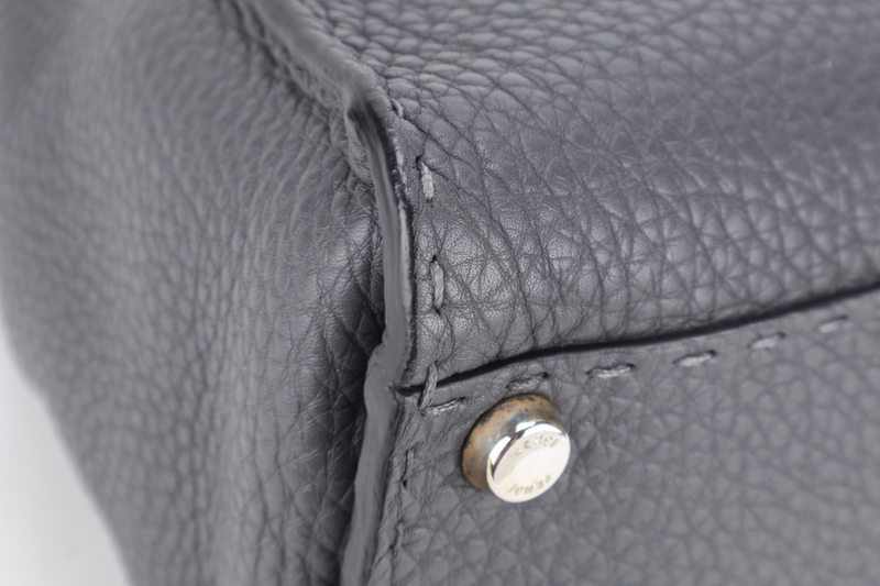 FENDI PEEKABOO ISEEU MEDIUM GREY LEATHER SILVER HARDWARE WITH STRAPS, DUST COVER AND RAINCOAT