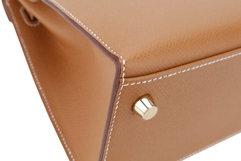 HERMES KELLY SELLIER 25 STAMP K (YEAR 2025) GOLD COLOR EPSOM LEATHER GOLD HARDWARE WITH STRAPS, LOCK&KEYS,DUST COVER AND BOX