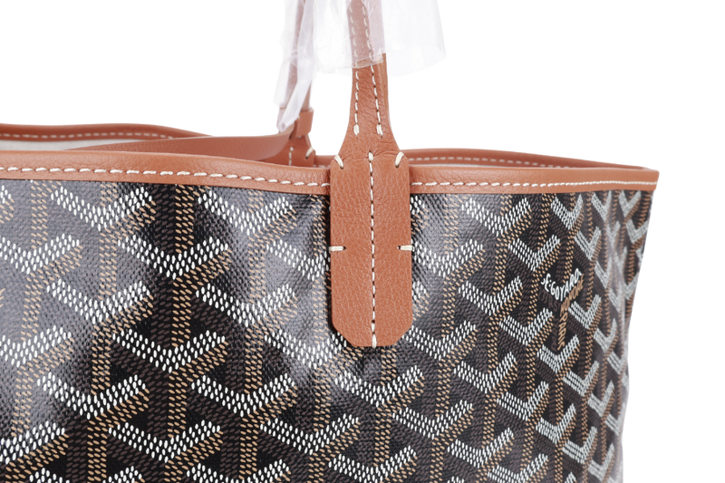 GOYARD SAINT LOUIS PM BAG BLACK AND TAN COLOR WITH DUST COVER