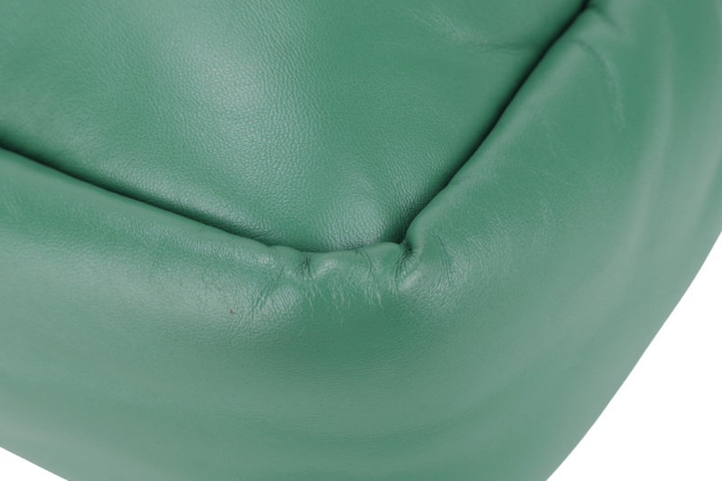 PRADA SOFT PADDED GREEN LEATHER SILVER HARDWARE WITH BOX