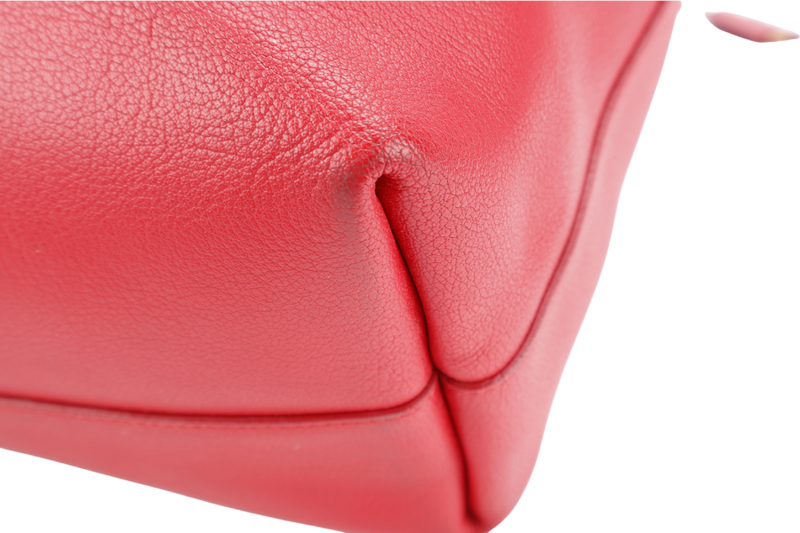 YVES SAINT LAURENT (YSL) EAST WEST TOTE BAG RED LEATHER NO DUST COVER