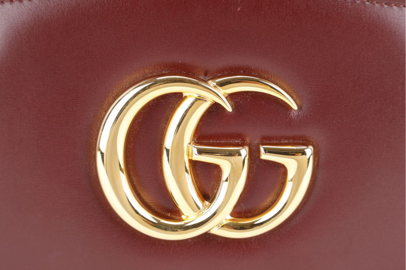 GUCCI GG MARMONT ARLI HANDBAG (550130) MAROON LEATHER GOLD HARDWARE NO DUST COVER