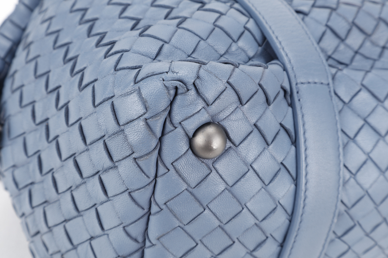 BOTTEGA VENETA LIGHT BLUE INTERCCIATO BOWLER BAG NO DUST COVER WITH LOCK &amp; KEYS