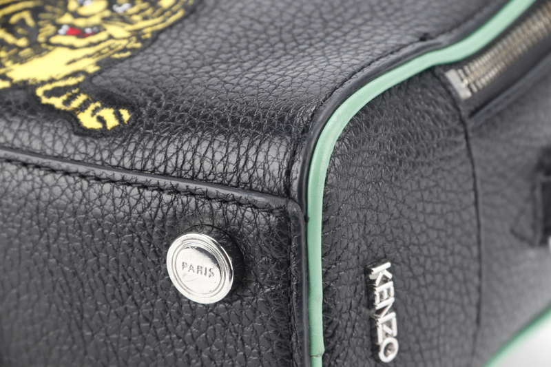 KENZO TIGER EMBROIDERY CROSSBODY BAG GREEN-BLACK SILVER HARDWARE WITH DUST COVER