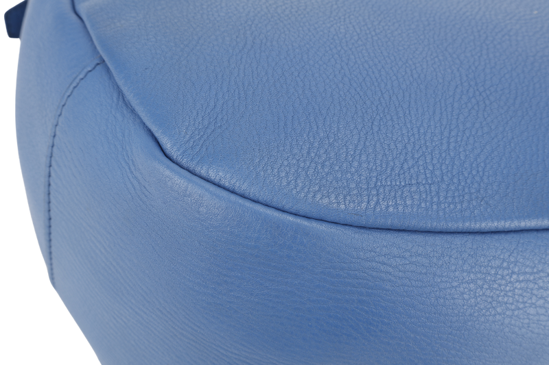 PRADA ZIP TOP HOBO VITELLO DAINO BAG LARGE BLUE LEATHER GOLD HARDWARE NO DUST COVER