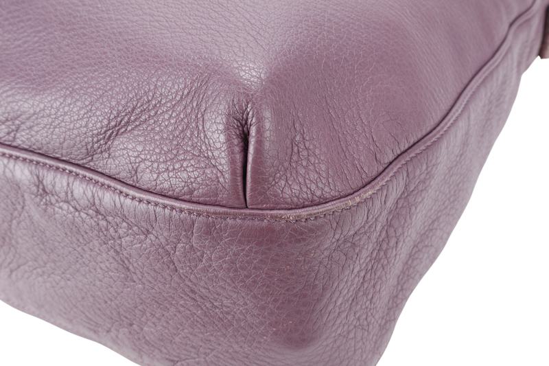 GUCCI G WAVE LEATHER HOBO PURPLE CALF LEATHER SILVER HARDWARE WITH DUST COVER AND STRAPS