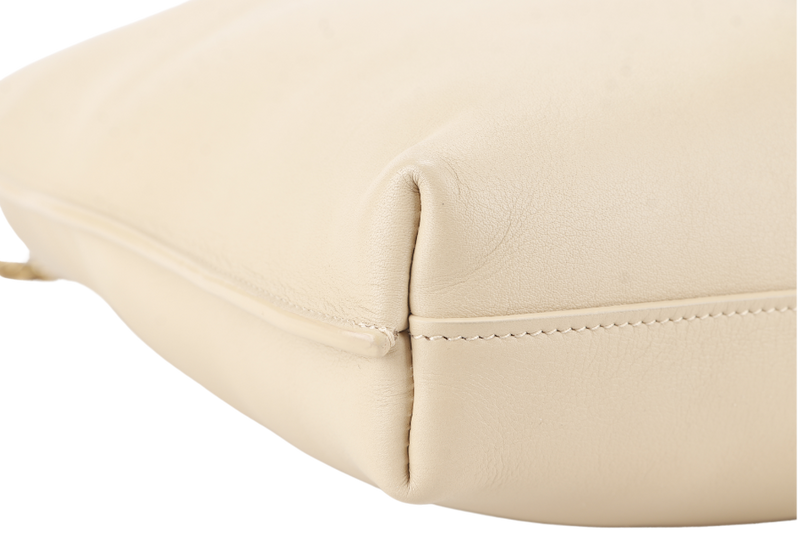YVES SAINT LAURENT (YSL) SUZANNE HOBO SHOULDER BAG BEIGE GRAINED LEATHER GOLD HARDWARE WITH DUST COVER