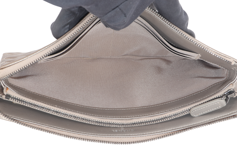 CHANEL METALLIC BRONZE CAVIAR ZIPPY CLUTCH (2481xxxx) RUTHENIUM HARDWARE NO CARD WITH DUST COVER