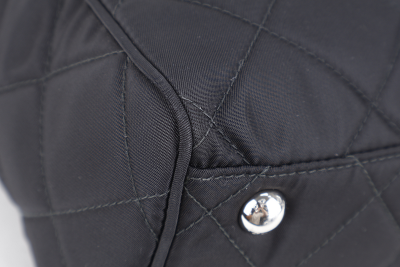 PRADA BAULETTO TESSUTO BLACK NYLON CHAIN SILVER HARDWARE WITH LOCK & KEYS AND DUST COVER