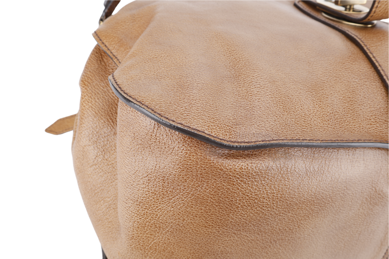 BURBERRY TOTE BAG BRONZER LEATHER GOLD HARDWARE WITH DUST COVER