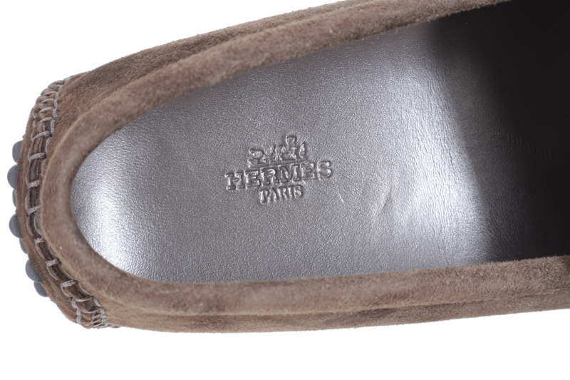 HERMES MONTEREY LOAFER DARK BROWN SIZE 43 WITH DUST COVER AND BOX
