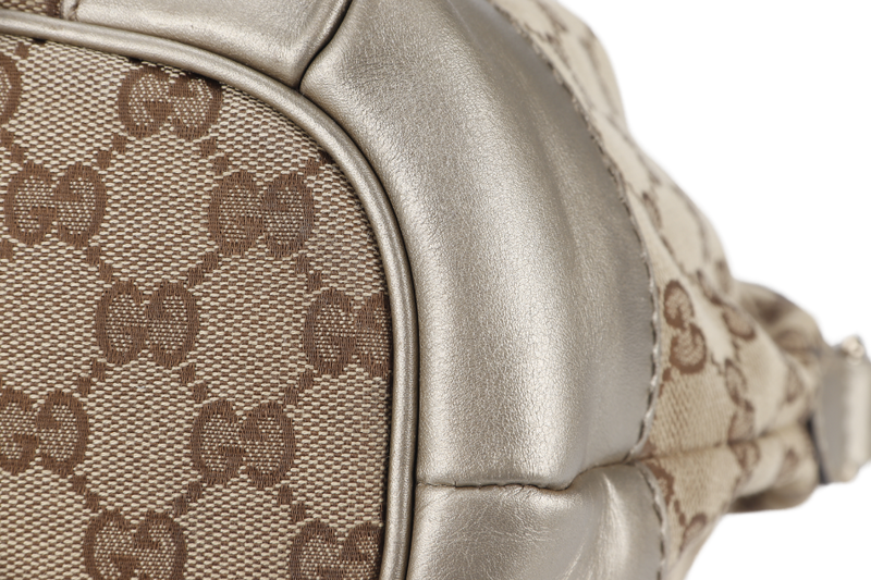 GUCCI SUKEY GG (247902) BEIGE CANVAS 2-WAY BAG SILVER HARDWARE WITH STRAP AND DUST COVER