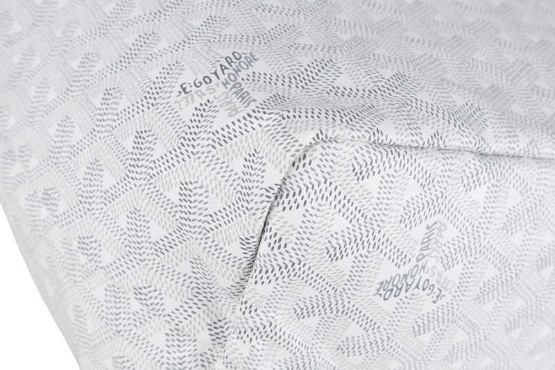 GOYARD SAINT LOUIS PM WHITE GOYARDINE SILVER & GREY LINES WITH POUCH WITH DUST COVER