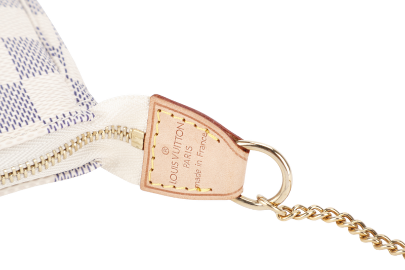 LOUIS VUITTON N58010 MINI POCHETTE ACCESSORIES DAMIER AZUR CANVAS GOLD HARDWARE WITH DUST COVER AND BOX