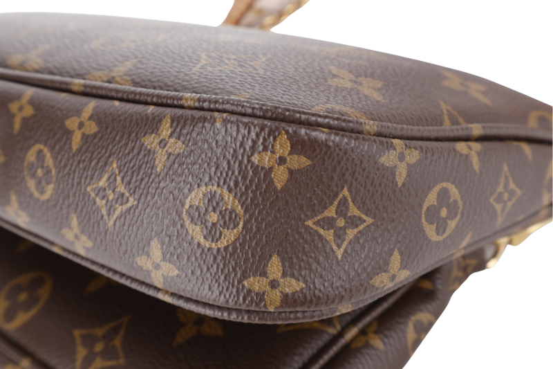 LOUIS VUITTON MULTI POCHETTE ACCESSORIES MONOGRAM CANVAS GOLD HARDWARE WITH PINK STRAPS AND DUST COVER