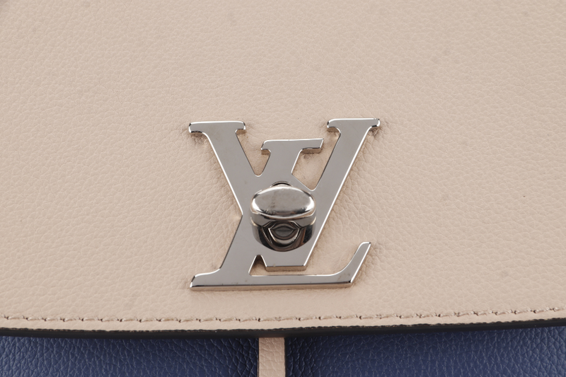 LOUIS VUITTON TAURILLON LOCKME BACKPACK (M41817) BLUE-PINK CALFSKIN LEATHER SILVER HARDWARE NO DUST COVER