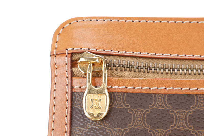 CELINE M94 MACADAM CLUTCH BROWN MONOGRAM COATED CANVAS GOLD HARDWARE NO DUST COVER