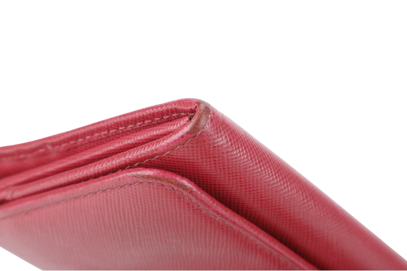 PRADA LONG WALLET PINK SAFFIANO LEATHER GOLD HARDWARE WITH BOX