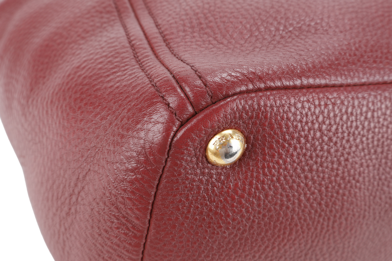 PRADA PINK VITELLO DAINO LEATHER SIDE POCKET TOTE BAG GOLD HARDWARE NO DUST COVER