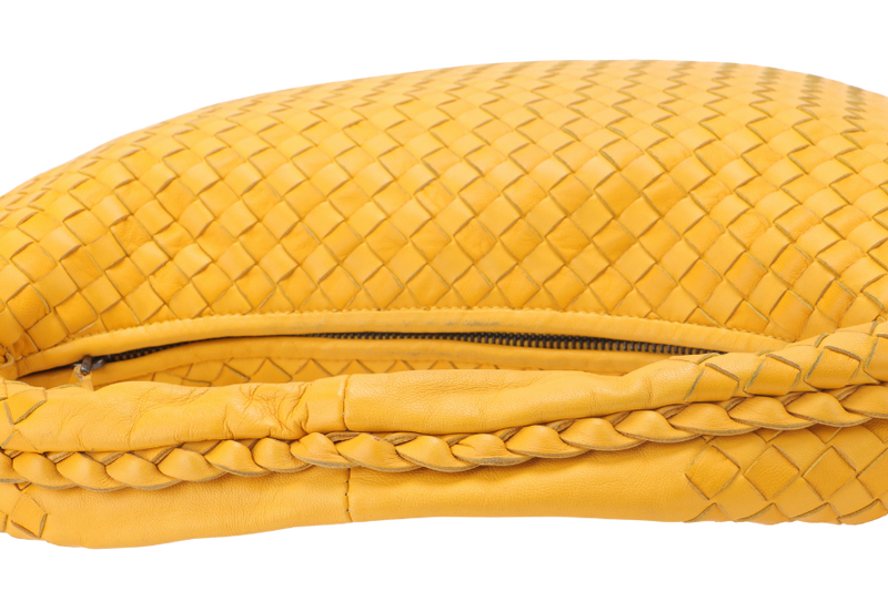 BOTTEGA VENETA YELLOW INTRECCIATO HOBO BAG WITH DUST COVER