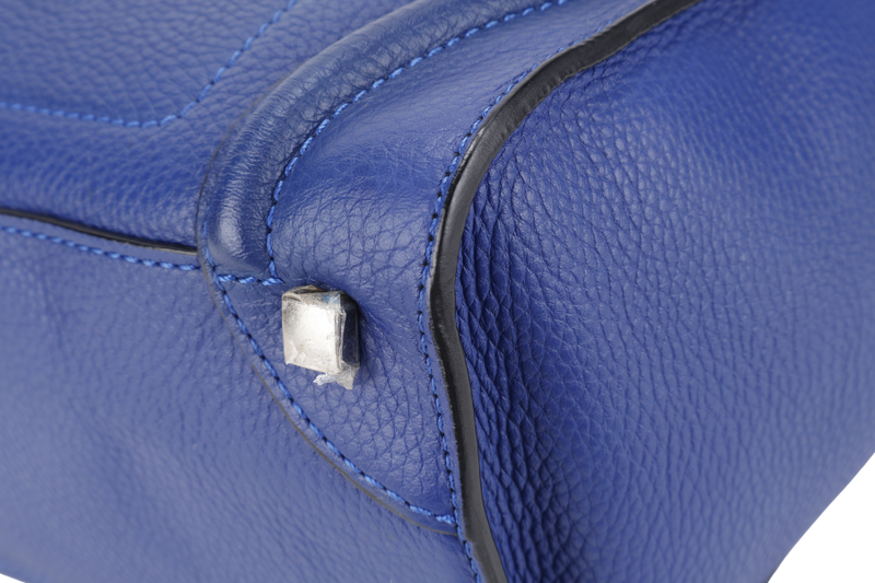 CELINE LUGGAGE TOTE BAG MICRO BLUE CALF LEATHER SILVER HARDWARE NO DUST COVER