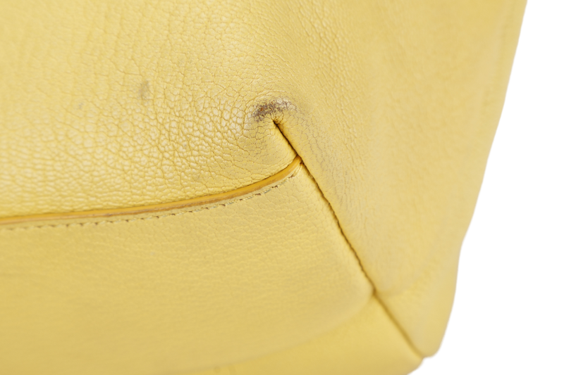 SALVATORE FERRAGAMO MIKA CONVERTIBLE TOTE BAG LARGE YELLOW LEATHER GOLD HARDWARE WITH DUST COVER