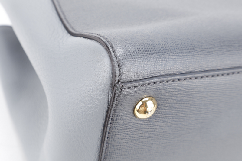 FENDI 2JOURS PETITE (8BH253-D7E-158-0501) GRAY CANVAS LEATHER GOLD HARDWARE NO DUST COVER AND NO BOX