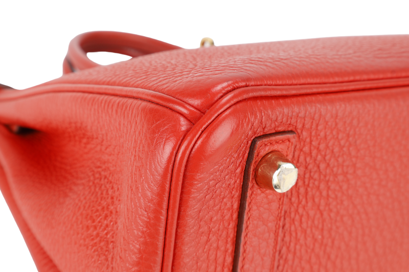 HERMES BIRKIN 25 ORANGE TOGO LEATHER STAMP Q SQUARE (YEAR 2013) GOLD HARDWARE WITH LOCK&KEYS AND DUST COVER