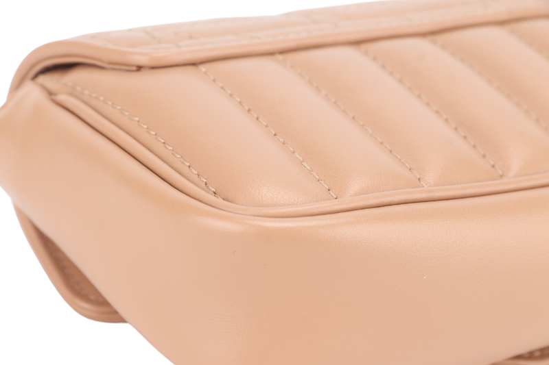 GUCCI GG MARMONT SUPER MINI BEIGE MATELASSE CHEVRON LEATHER RUTHENIUM HARDWARE WITH DUST COVER AND BOX