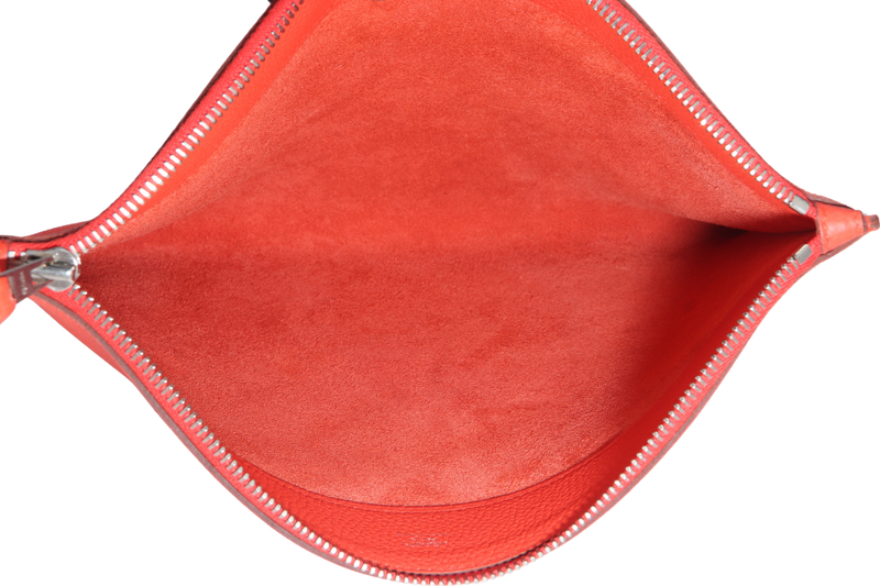 HERMES BAZAR CLUTCH EVERCOLOR POPPY ORANGE COLOR STAMP X (YEAR 2016) NO DUST COVER