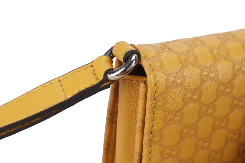 GUCCI GUCCISSIMA TRAVEL CASE (309651) MUSTARD YELLOW AND ORANGE INSERT CALFSKIN LEATHER SILVER HARDWARE WITH BOX