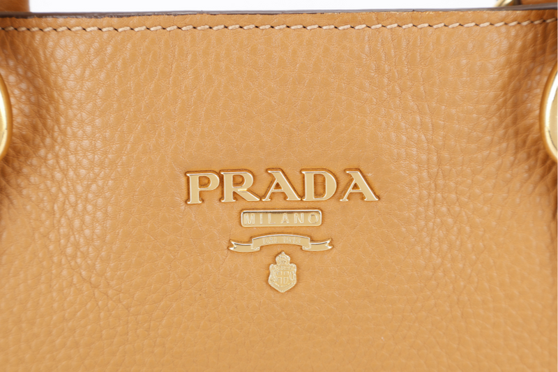 PRADA MUSTARD VITELLO DAINO LEATHER TOTE BAG NO CARD NO DUST COVER