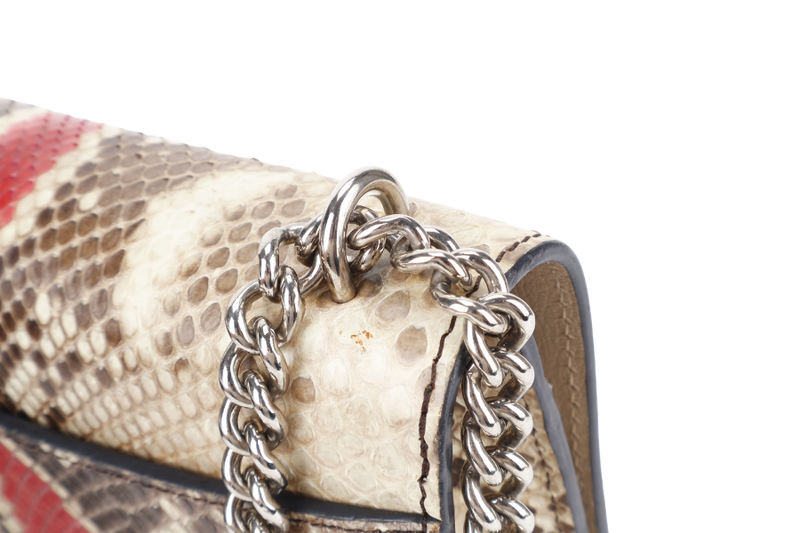LOUIS VUITTON BICOLOR PYTHON CHAIN LOUISE MM BAG SILVER HARDWARE WITH DUST COVER
